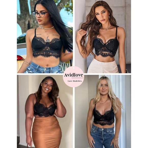 Women Y2k Strap Bustier Cami Top V Neck Camisole Lingerie Lace Bralettes - Picture 5 of 5